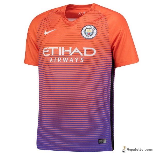 Camiseta Manchester City Replica Tercera Ropa 2016/17 Naranja